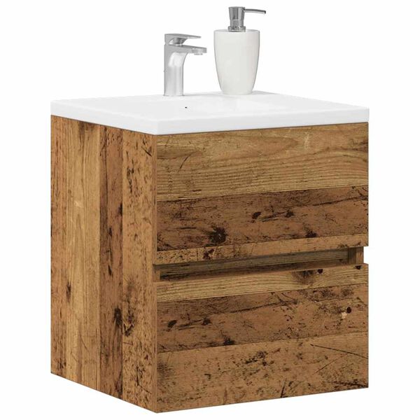 vidaXL Badezimmer-Waschbeckenschrank Altholz-Optik 41x38,5x45 cm Holzwerkstoff