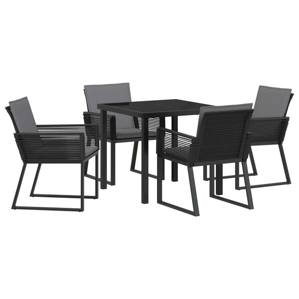 vidaXL Garten Essgruppe 5 pcs Schwarz Pulverbeschichteter Stahl