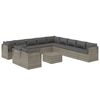 vidaXL 12-tlg. Garten-Lounge-Set mit Kissen Grau Poly Rattan