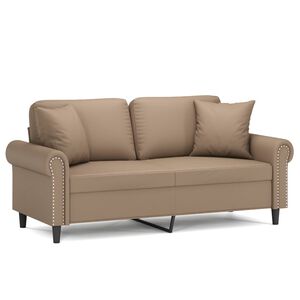 vidaXL 2-Sitzer-Sofa mit Zierkissen Cappuccino 140 cm Kunstleder