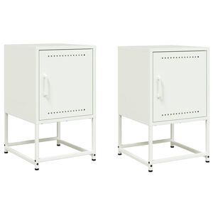 vidaXL Nachttische 2 Stk. Wei&szlig; 36x39x60,5 cm Stahl