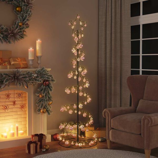 vidaXL LED Weihnachtsbaum mit Kugeln 120 LEDs Warmwei&szlig; 180 cm