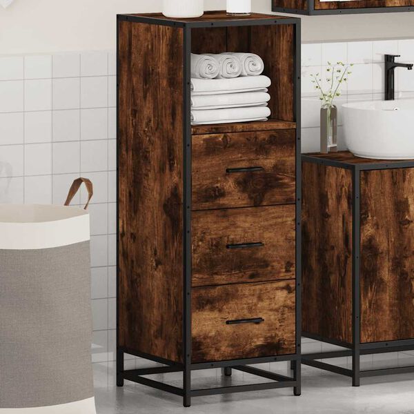 vidaXL Badschrank R&auml;uchereiche 35x37,5x100 cm Holzwerkstoff