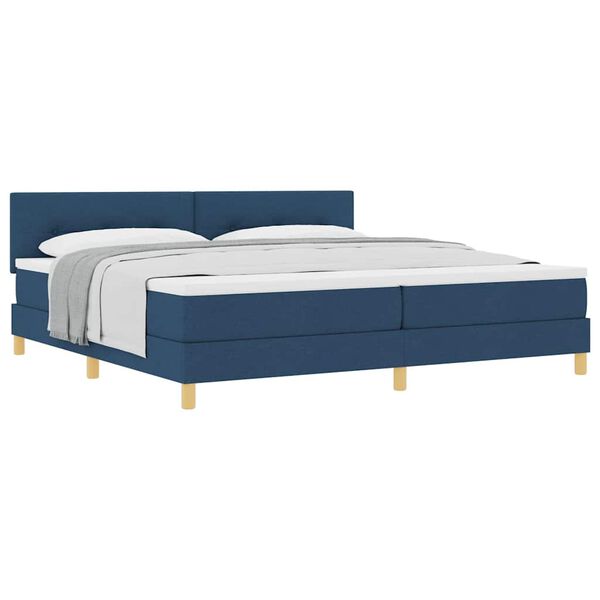 vidaXL Boxspringbett mit Matratze mit Matratze Blau 200 x 200 cm Stoff