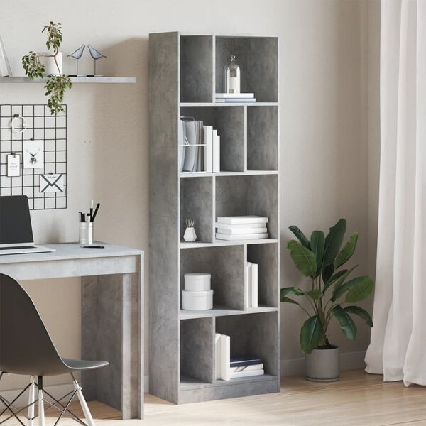 vidaXL B&uuml;cherregal Betongrau 57x28,5x174 cm Holzwerkstoff