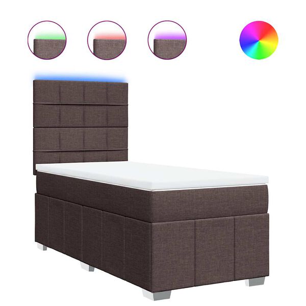 vidaXL Boxspringbett mit Matratze Dunkelbraun 90x200 cm Stoff