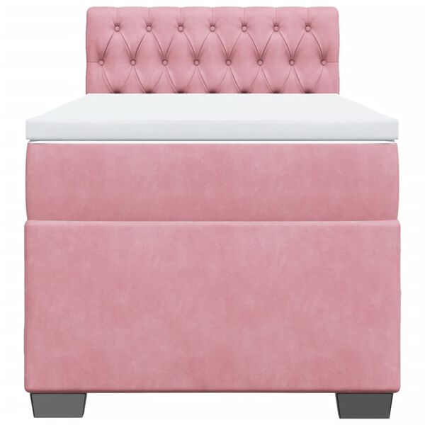 vidaXL Boxspringbett mit Matratze Rosa 90x200 cm Samt