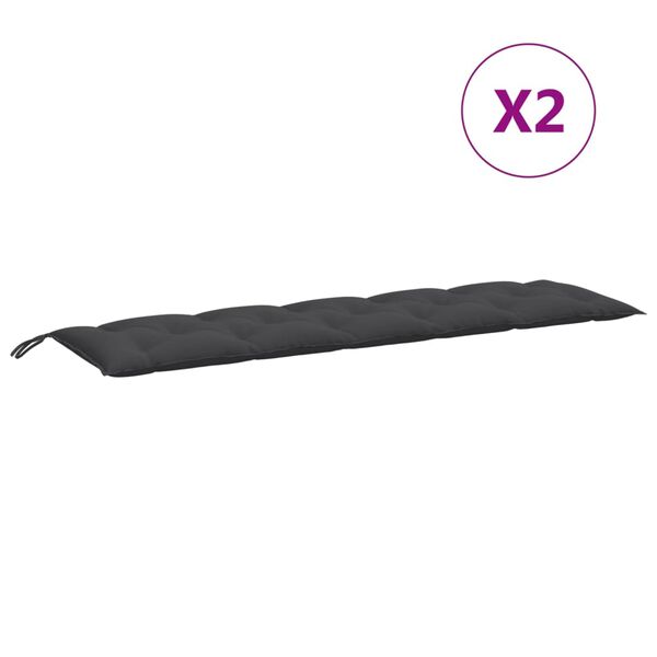 vidaXL Gartenbank-Auflagen 2 Stk. Melange Anthrazit 180x50x7 cm Stoff