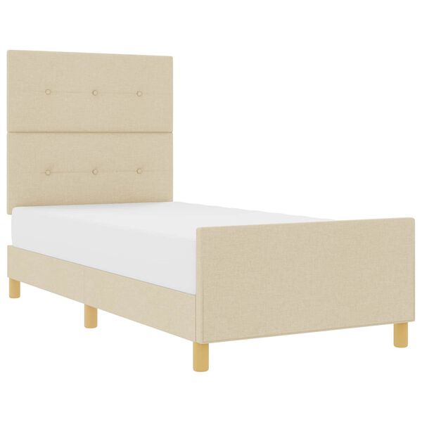 vidaXL Bettgestell mit Kopfteil Creme 100 x 200 cm Stoff