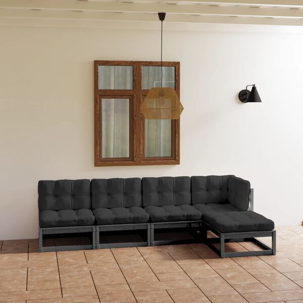 vidaXL 5-tlg. Garten-Lounge-Set mit Kissen Kiefer Massivholz