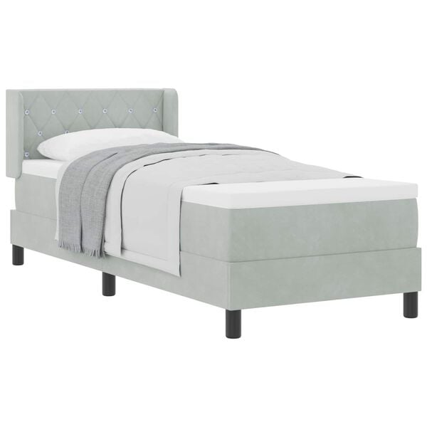 vidaXL Boxspringbett mit Matratze Hellgrau 200 x 80 cm Polyester