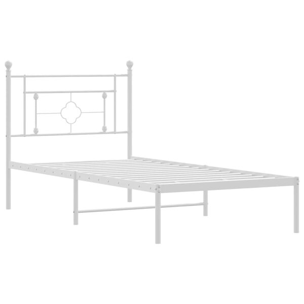 vidaXL Bettgestell mit Kopfteil Metall Wei&szlig; 100x190 cm