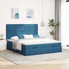 vidaXL Ottoman-Bett mit Matratzen Dunkelblau 160x200 cm Samt