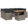 vidaXL 7-tlg. Garten-Sofagarnitur mit Kissen Grau Poly Rattan