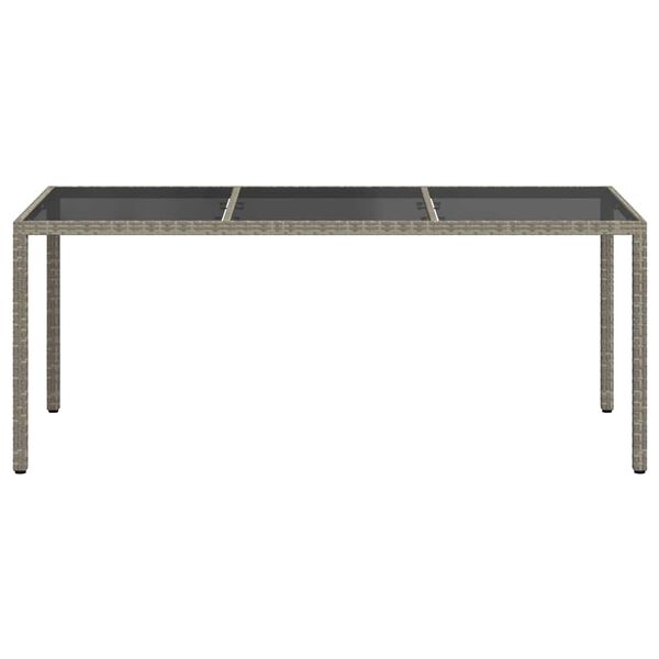 vidaXL Gartentisch Grau 190x90x75 cm Geh&auml;rtetes Glas und Poly Rattan