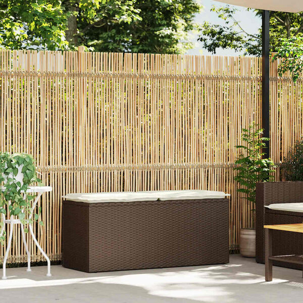 vidaXL Gartenbank mit Kissen Braun 110x40x44 cm Poly Rattan