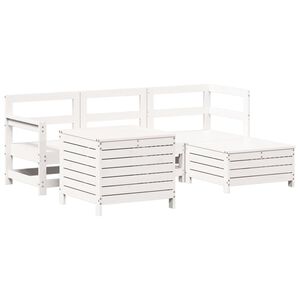 vidaXL 5-tlg. Garten-Sofagarnitur Wei&szlig; Massivholz Kiefer