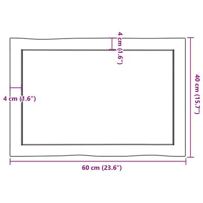 vidaXL Tischplatte 60x40x(2-6) cm Massivholz Unbehandelt Baumkante