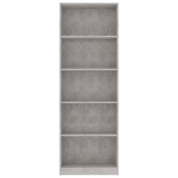 vidaXL B&uuml;cherregal 5 F&auml;cher Betongrau 60x24x175 cm Holzwerkstoff