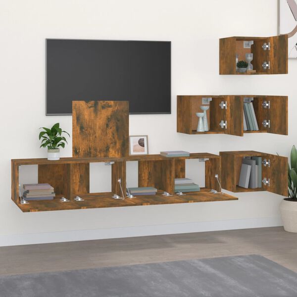 vidaXL TV-Wandschrank R&auml;uchereiche Holzwerkstoff