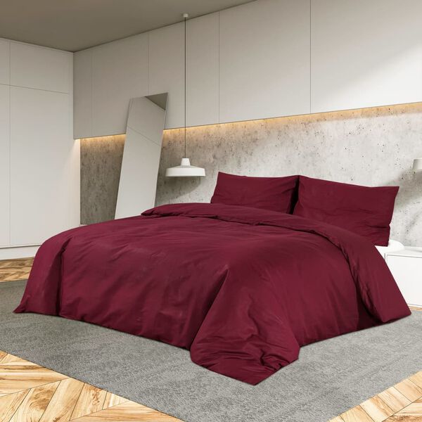 vidaXL Bettw&auml;sche-Set Bordeauxrot 140x200 cm Leichte Mikrofaser