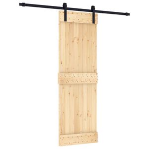 vidaXL Schiebet&uuml;r Nat&uuml;rlich und Schwarz 70 x 210 cm Massivkiefer