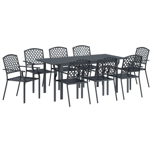 vidaXL Garten Essgruppe 9 pcs Anthrazit Pulverbeschichteter Stahl