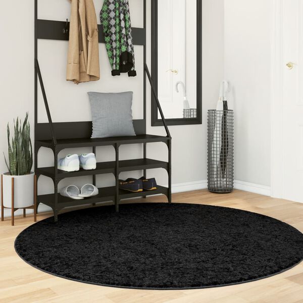 vidaXL Teppich OVIEDO Kurzflor Schwarz &Oslash; 160 cm