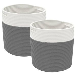 vidaXL Aufbewahrungsk&ouml;rbe 2 Stk. Grau und Wei&szlig; &Oslash;28x28 cm Baumwolle