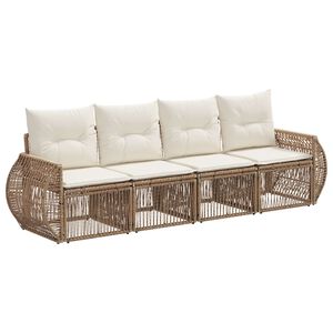 vidaXL Gartensofa-set 4 stk. Beige und Cremewei&szlig; Poly-Rattan
