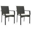 vidaXL Gartenst&uuml;hle mit Kissen 2 Stk. Poly Rattan Schwarz