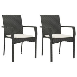 vidaXL Gartenst&uuml;hle mit Kissen 2 Stk. Poly Rattan Schwarz