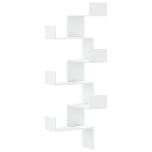 vidaXL Wand-Eckregal Weiß 45x45x147 cm Holzwerkstoff