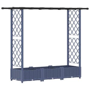 vidaXL Hochbeet mit Rankgitter und Dach Grau 164 x 40 x 121 cm PP