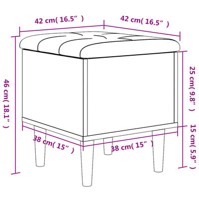 vidaXL Sitzbank mit Stauraum Grau Sonoma 42x42x46 cm Holzwerkstoff