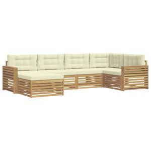 vidaXL Outdoor-Sofagarnitur 6 Stk. Wei&szlig; und Creme Polyester