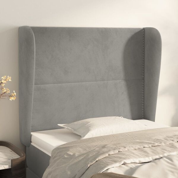 vidaXL Kopfteil mit Ohren Hellgrau 83x23x118/128 cm Samt