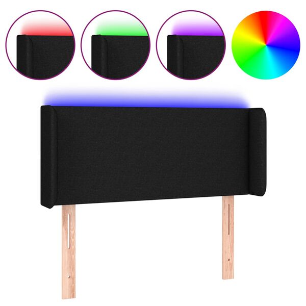 vidaXL LED Kopfteil Schwarz 83x16x78/88 cm Stoff