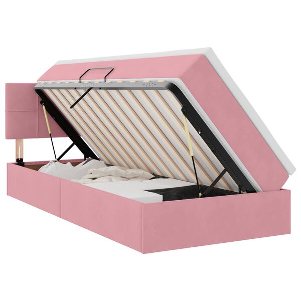 vidaXL Aufbewahrungsbett mit Matratze Rosa 90 x 190 cm Samt