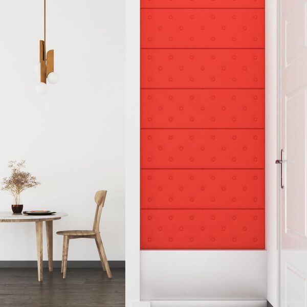 vidaXL Wandpaneele 12 Stk. Rot 90x30 cm Kunstleder 3,24 m&sup2;