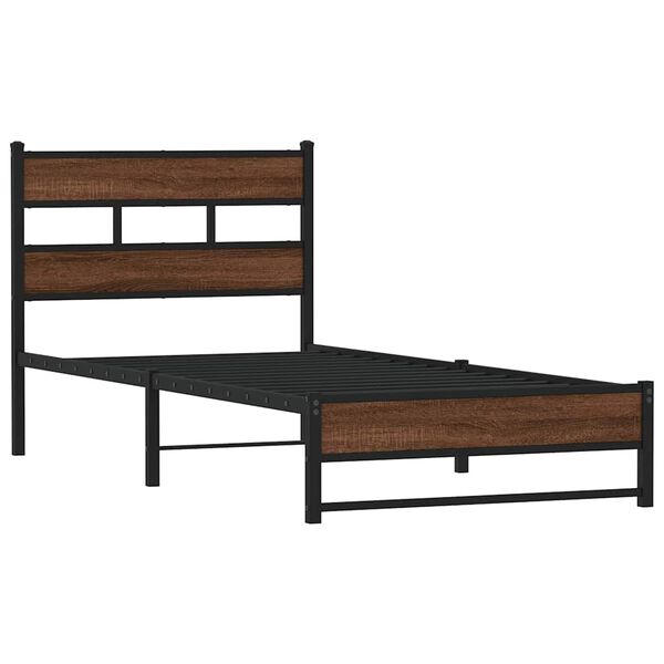 vidaXL Metallbett ohne Matratze Eichen-Optik 100x200 cm