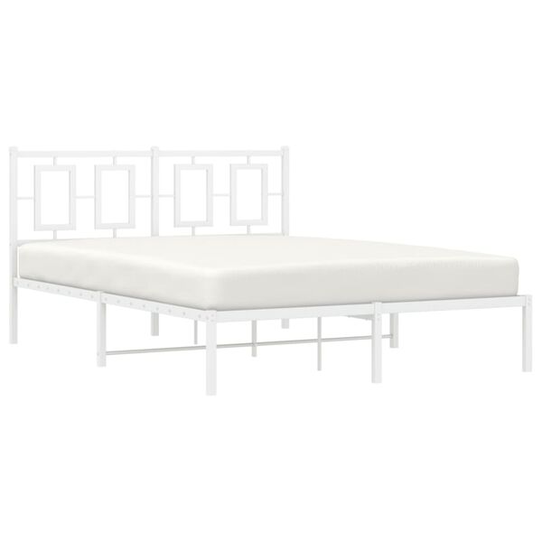 vidaXL Bettgestell mit Kopfteil Metall Wei&szlig; 135x190 cm