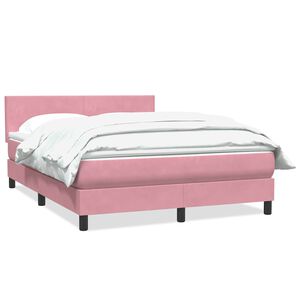 vidaXL Boxspringbett mit Matratze Rosa 160x220 cm Samt
