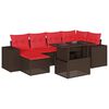 vidaXL 7-teiliges Gartensofa-Set mit Kissen, braun, Polyrattan