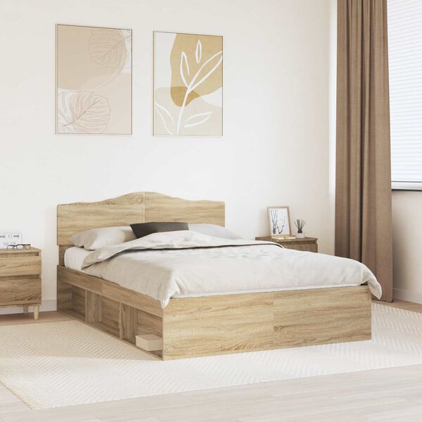 vidaXL Bettrahmen Sonoma 140 x 200 cm Massives Kiefernholz