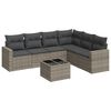 vidaXL 7-tlg. Garten-Sofagarnitur mit Kissen Grau Poly Rattan