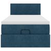 vidaXL Ottoman-Bett mit Matratze & LEDs Dunkelblau 100x200 cm Samt