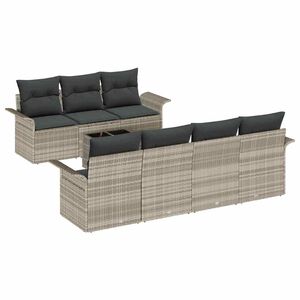 vidaXL Gartensofa-set mit Kissen 8 pcs Hellgrau Poly-Rattan
