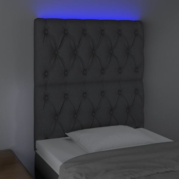 vidaXL LED Kopfteil Dunkelgrau 80x7x118/128 cm Stoff