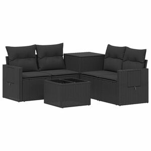 vidaXL Sofa Set 6 stk. Schwarz 55 x 55 x 37 cm Polyrattan und Stahl